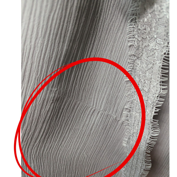 Va Et Vien Soft Goth Lace-Trim Silk Chiffon Wrap Dress – Slate Gray – Size 0 - Picture 13 of 16